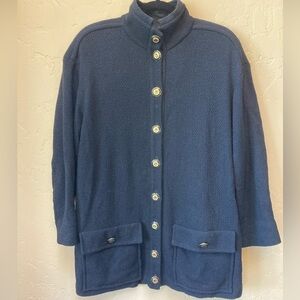 St. John collection classic black knit jacket, gold buttons size small